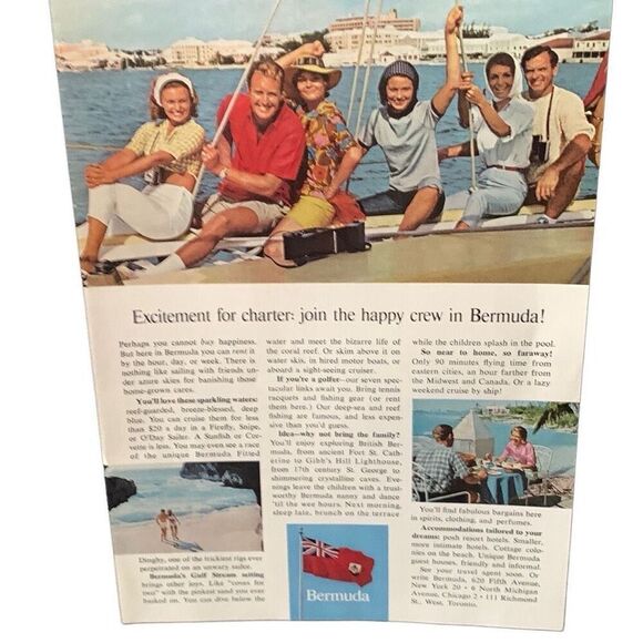 Vintage 1965 Bermuda Excitement for Charter Ad Advertisement - Picture 2 of 4